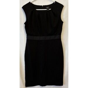 ANN TAYLOR BLACK KNIT Sleeveless Sheath STRETCH DRESS 4P‎ Grosgrain Waistband